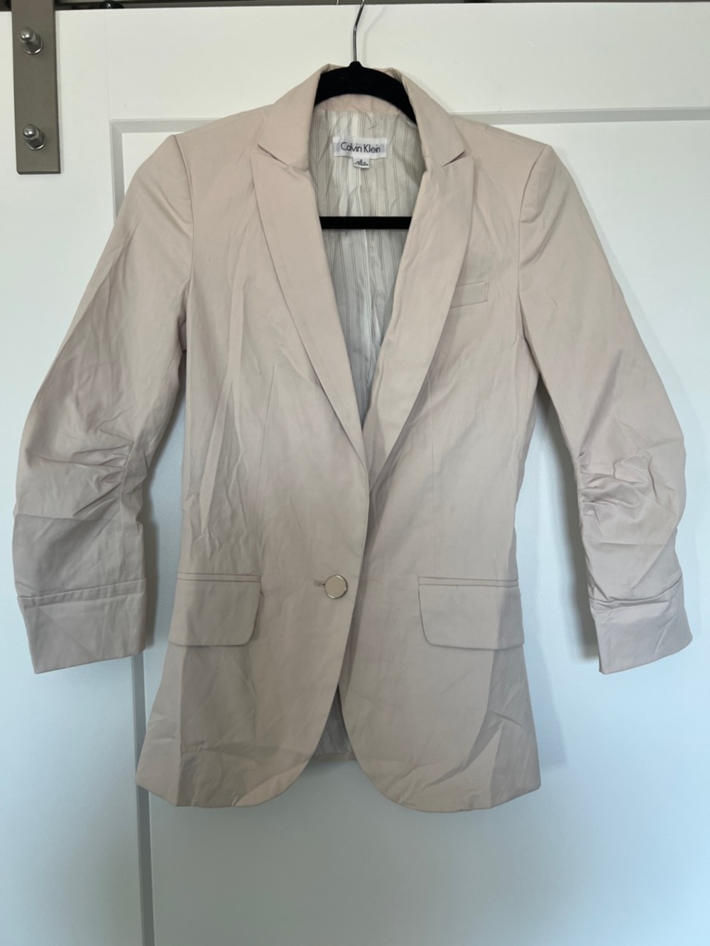 Calvin Klein Light Cream Single-Button Blazer